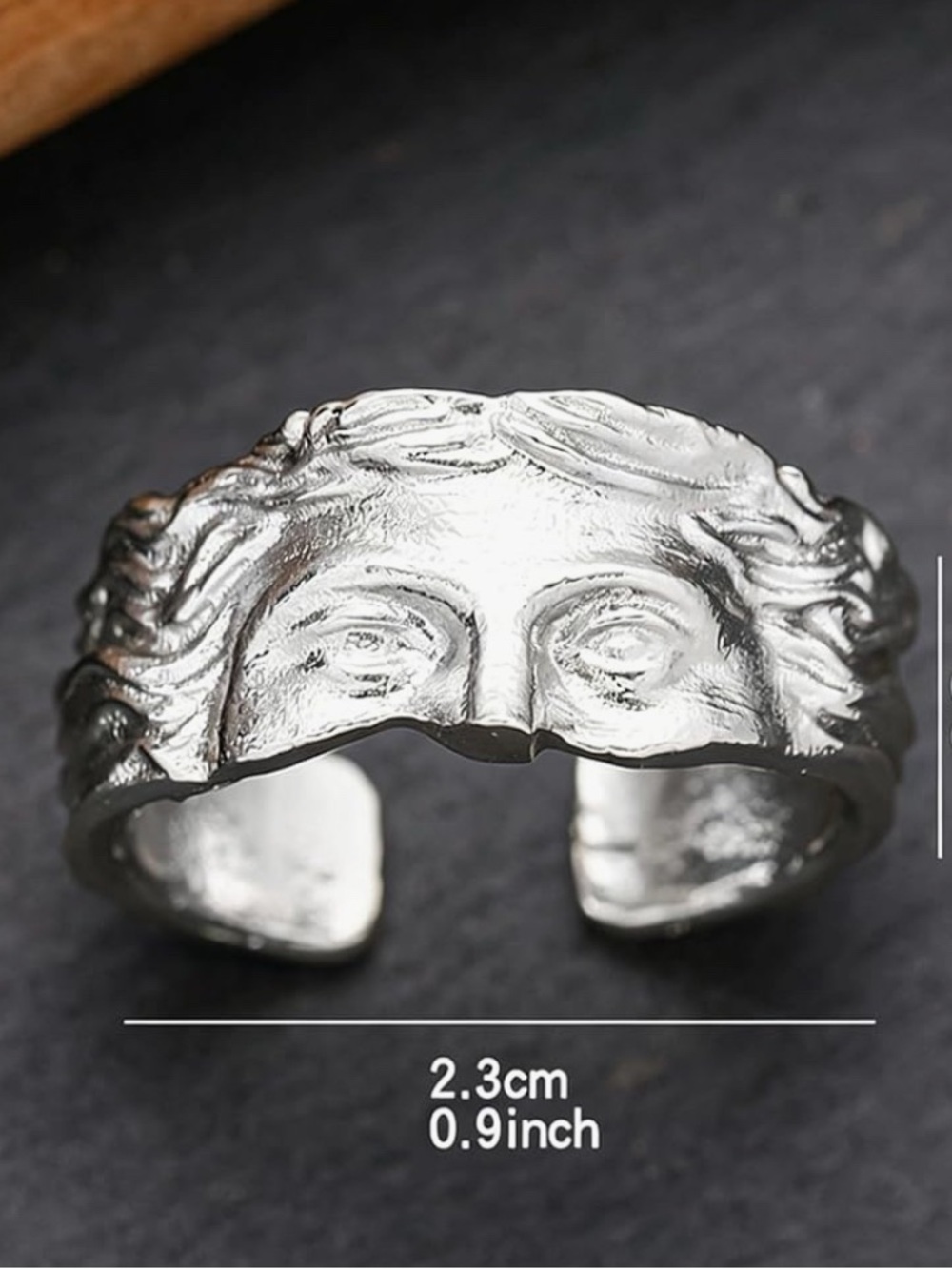 Vintage Silver Sculpted Face Ring - Picture 3 of 4